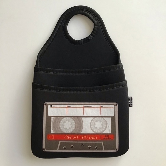 Vintage Cassette Music Neoprene Case Hanger Pocket Ear Buds Car Phone Tech Cords - Picture 12 of 16